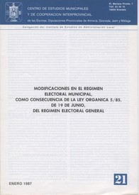 Modificación en el régimen electoral municipal, como consecuencia de la Ley Orgánica 5/85